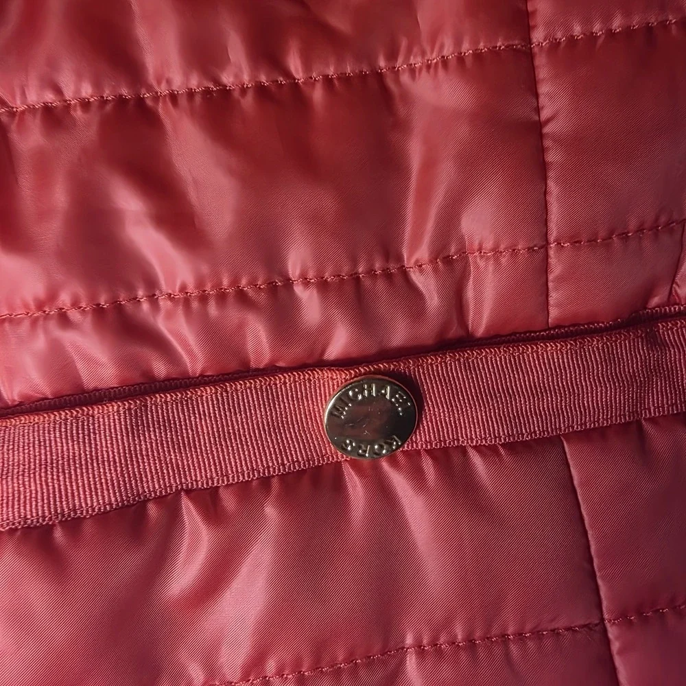 Red Michael Kors Puffer Vest Full Zip Button Pockets Youth Medium B1